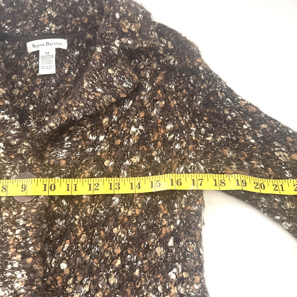 Susan Bristol Knit Women's Alpaca Blend Cottagecore Cardigan Brown Bouclé Med - Picture 5 of 11